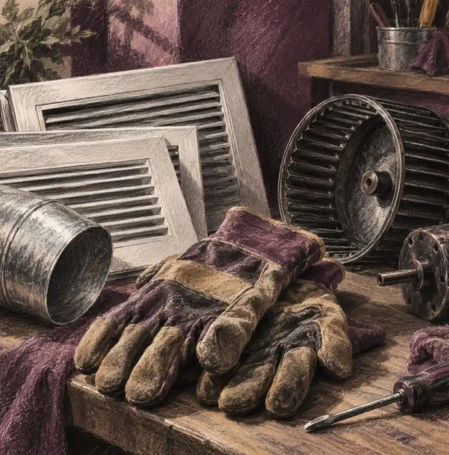 Illustration of hvac businesses equipment and workspace