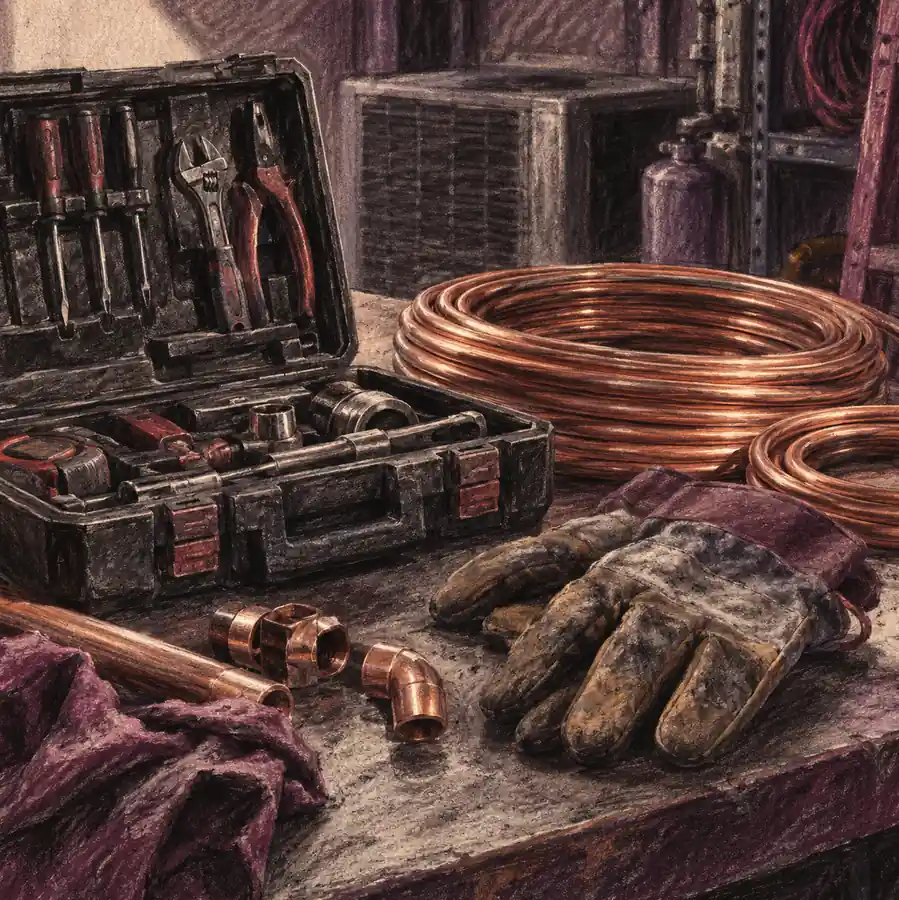 Illustration of hvac businesses equipment and workspace